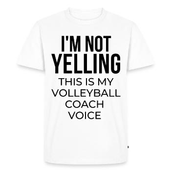 Je ne crie pas que c’est ma voix d’entraîneur de volleyball - T-shirt Premium bio Homme - blanc - Devant - Nico (187cm)