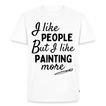 J’aime les gens MAIS j’aime plus peindre - T-shirt Premium bio Homme - blanc - Devant - Nico (187cm)