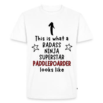 Badass, Ninja, Superstar, Paddleboarder - T-shirt Premium bio Homme - blanc - Devant - Nico (187cm)