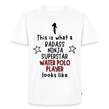 Badass, Ninja, Superstar, Joueur de water-polo - T-shirt Premium bio Homme - blanc - Devant - Nico (187cm)