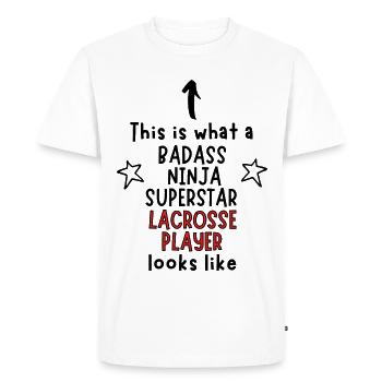 C’est ce qu’un Badass, Ninja, Superstar, Lacrosse - T-shirt Premium bio Homme - blanc - Devant - Nico (187cm)