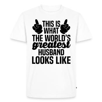 Le plus grand mari du monde Père Papa Grand-père Mari - T-shirt Premium bio Homme - blanc - Devant - Nico (187cm)