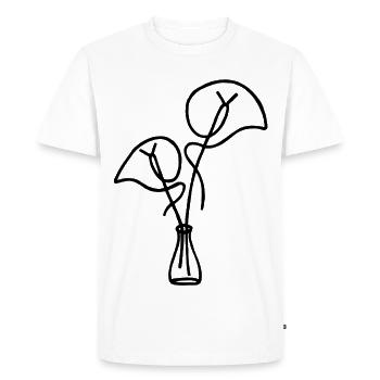 Black Flower Sketch - Men's Premium Organic T-Shirt - white - Front - Nico (187cm)