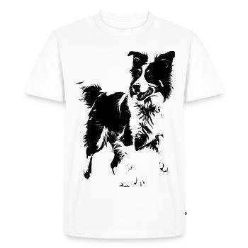 chien de race border collie - T-shirt Premium bio Homme - blanc - Devant - Nico (187cm)