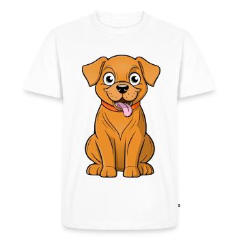 Cheerful and cute brown dog - Men's Premium Organic T-Shirt - white - Front - Nico (187cm)