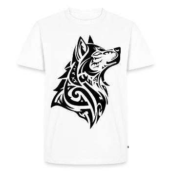 Tatouage Tribal Loup - T-shirt Premium bio Homme - blanc - Devant - Nico (187cm)