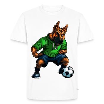 Footballeur berger allemand - T-shirt Premium bio Homme - blanc - Devant - Nico (187cm)