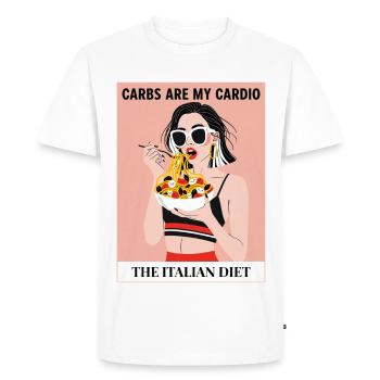 Les pâtes, c’est mon cardio – régime italien - T-shirt Premium bio Homme - blanc - Devant - Nico (187cm)