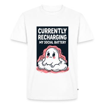 Niveau de charge : Ma batterie sociale - T-shirt Premium bio Homme - blanc - Devant - Nico (187cm)