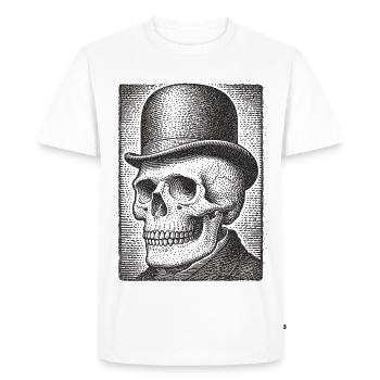 Skull with bowler hat - Men's Premium Organic T-Shirt - white - Front - Nico (187cm)