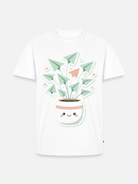 Papierflug-Pflanzentopf - Männer Premium Bio T-Shirt - Weiß