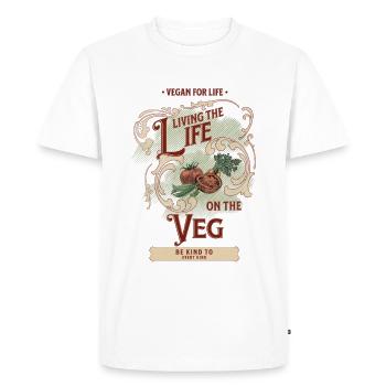 Vivre la vie sur l’athlète végétalien Veg - T-shirt Premium bio Homme - blanc - Devant - Nico (187cm)