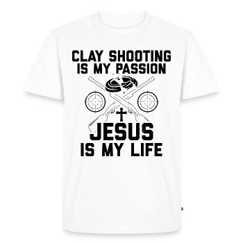 Clay pigeon shooting | Skeet Shooting Sports Gift Idea - Men's Premium Organic T-Shirt - white - Front - Nico (187cm)