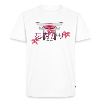 Cerisier japonais en fleurs Sakura Design - T-shirt Premium bio Homme - blanc - Devant - Nico (187cm)
