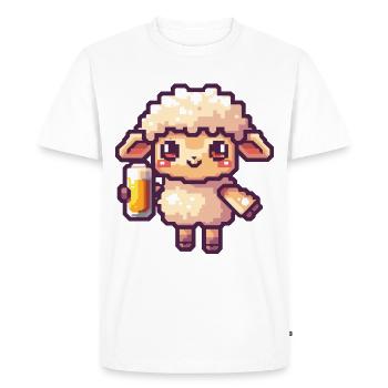Sheep Beer Pixel - Men's Premium Organic T-Shirt - white - Front - Nico (187cm)