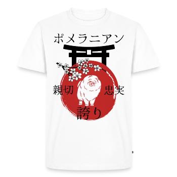 Dwarf Spitz Japan Kanji Style Dog Lovers - Men's Premium Organic T-Shirt - white - Front - Nico (187cm)