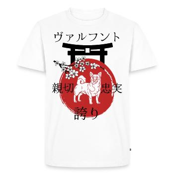 Suédois vallhund Japon Kanji Style - T-shirt Premium bio Homme - blanc - Devant - Nico (187cm)