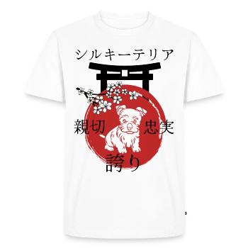 Silky terrier japonais style Kanji pour les amoureux des chiens - T-shirt Premium bio Homme - blanc - Devant - Nico (187cm)