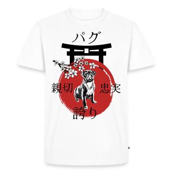 Pug Japan Kanji Style for Dog Lovers - Men's Premium Organic T-Shirt - white - Front - Nico (187cm)