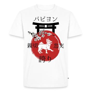 Papillon Japan Kanji Style for Dog Lovers - Men's Premium Organic T-Shirt - white - Front - Nico (187cm)