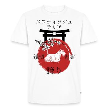 Scottish Terrier Japan Kanji Style - Men's Premium Organic T-Shirt - white - Front - Nico (187cm)
