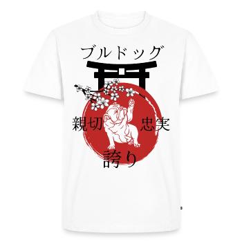 Bulldog Japan Kanji Style Dog Lovers - Men's Premium Organic T-Shirt - white - Front - Nico (187cm)