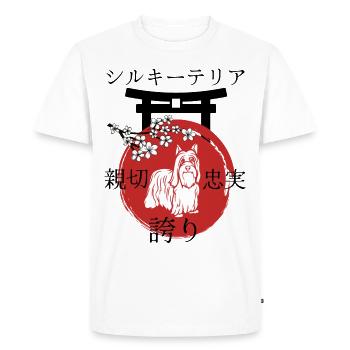 Silky terrier japonais style Kanji pour les amoureux des chiens - T-shirt Premium bio Homme - blanc - Devant - Nico (187cm)