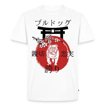 Bulldog Japan Kanji Style Dog Lovers - Men's Premium Organic T-Shirt - white - Front - Nico (187cm)