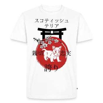 Scottish Terrier Japan Kanji Style - Men's Premium Organic T-Shirt - white - Front - Nico (187cm)