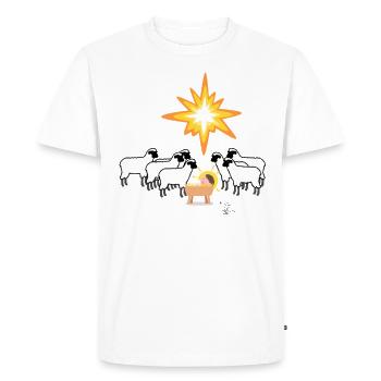 Christmas Christ Child Nativity Scene with Sheep and Star - Men's Premium Organic T-Shirt - white - Front - Nico (187cm)