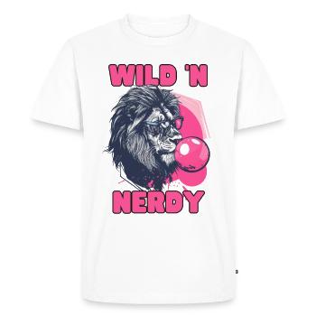 Lion avec chewing-gum et verres - T-shirt Premium bio Homme - blanc - Devant - Nico (187cm)