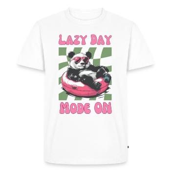 Panda avec des lunettes de soleil en anneau de natation rose - T-shirt Premium bio Homme - blanc - Devant - Nico (187cm)
