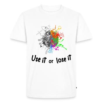 Brain halves functions - use it lose it - Men's Premium Organic T-Shirt - white - Front - Nico (187cm)