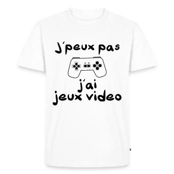 J'peux pas j'ai jeux vidéo jouer à la console - T-shirt Premium bio Homme - blanc - Devant - Nico (187cm)