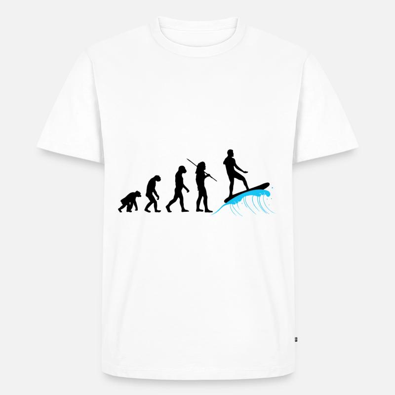 Evolution - Surfing - Männer Premium Bio T-Shirt - Weiß