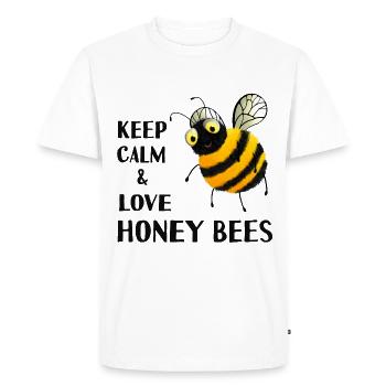 Bees - Keep calm and love honey bees - Men's Premium Organic T-Shirt - white - Front - Nico (187cm)