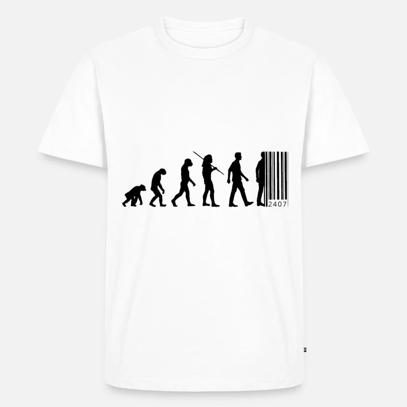 Evolution - code à barres - T-shirt Premium bio Homme - blanc