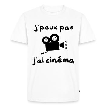 J'peux pas j'ai cinéma excuse pour un allé au ciné - T-shirt Premium bio Homme - blanc - Devant - Nico (187cm)
