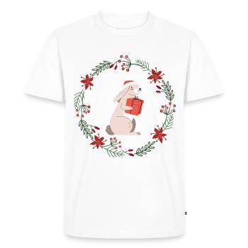 Noël: lapins avec cadeau de Noël - T-shirt Premium bio Homme - blanc - Devant - Nico (187cm)