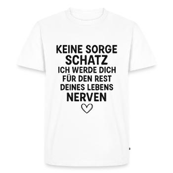 Ne t’inquiète pas chérie - Design d’amour effronté - T-shirt Premium bio Homme - blanc - Devant - Nico (187cm)