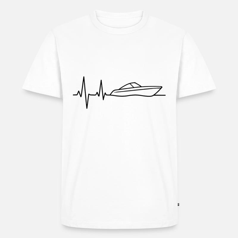 Boot Herzschlag – Motorboot Leben - Männer Premium Bio T-Shirt - Weiß
