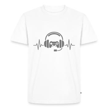 Gaming Heartbeat – Controller & Headset - Men's Premium Organic T-Shirt - white - Front - Nico (187cm)