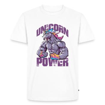 Unicorn power fitness - Men's Premium Organic T-Shirt - white - Front - Nico (187cm)