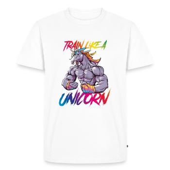 Einhorn training power fitness coloré - T-shirt Premium bio Homme - blanc - Devant - Nico (187cm)