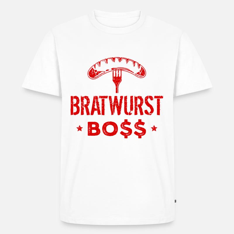 Bratwurst Boss Chefkoch - Männer Premium Bio T-Shirt - Weiß
