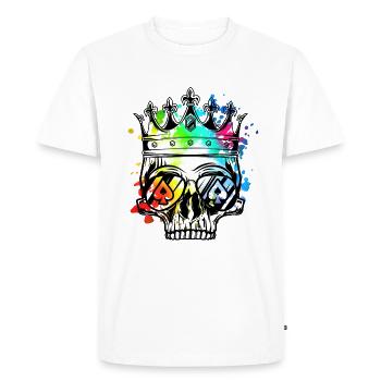 Skeleton Skull Crown King Symbol - Men's Premium Organic T-Shirt - white - Front - Nico (187cm)
