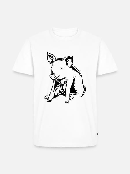 Sagoma di cinghiale scrofa di maiale - Maglietta ecologica premium da uomo - bianco