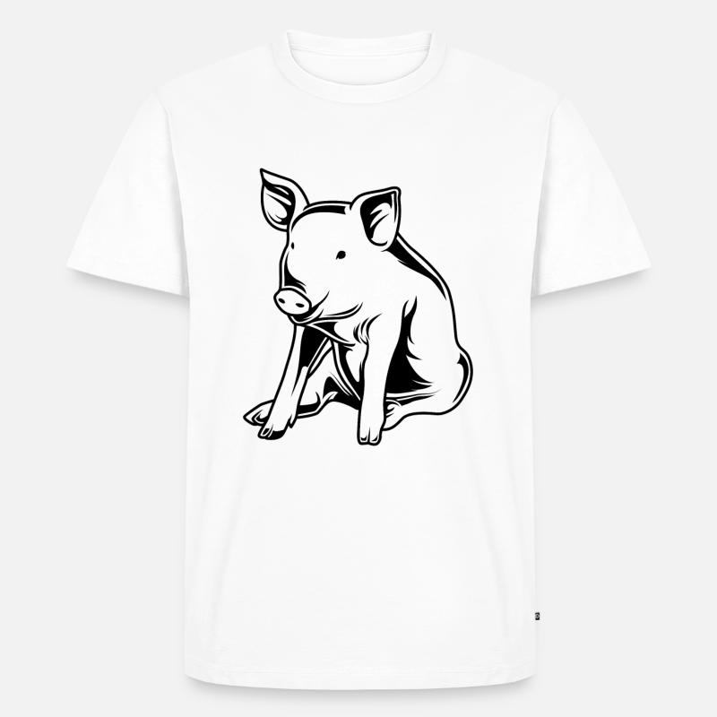 Schwein Sau Eber Silhouette - Männer Premium Bio T-Shirt - Weiß