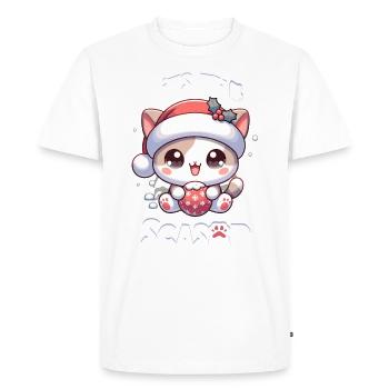 C’est la saison Noël Noël Chat mignon - T-shirt Premium bio Homme - blanc - Devant - Nico (187cm)