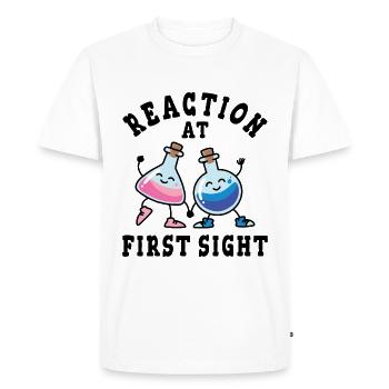 Chemical reaction at first sight - Men's Premium Organic T-Shirt - white - Front - Nico (187cm)